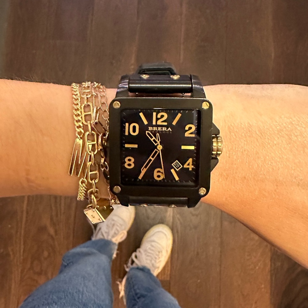 Brera Orologi watch in perfect condition. Rubber band and antique brass hardware